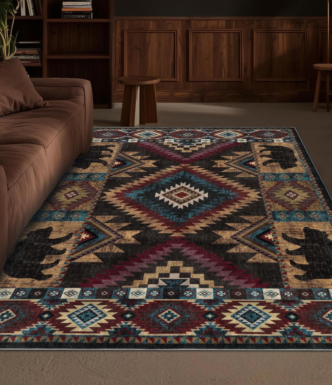 YIHOUSE Rustic Cabin Area Rug 5x7 for Bedroom and Living Room