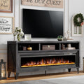 Fireplace TV Stand with 60in Glass Electric Fireplace - Rustic Gray TV