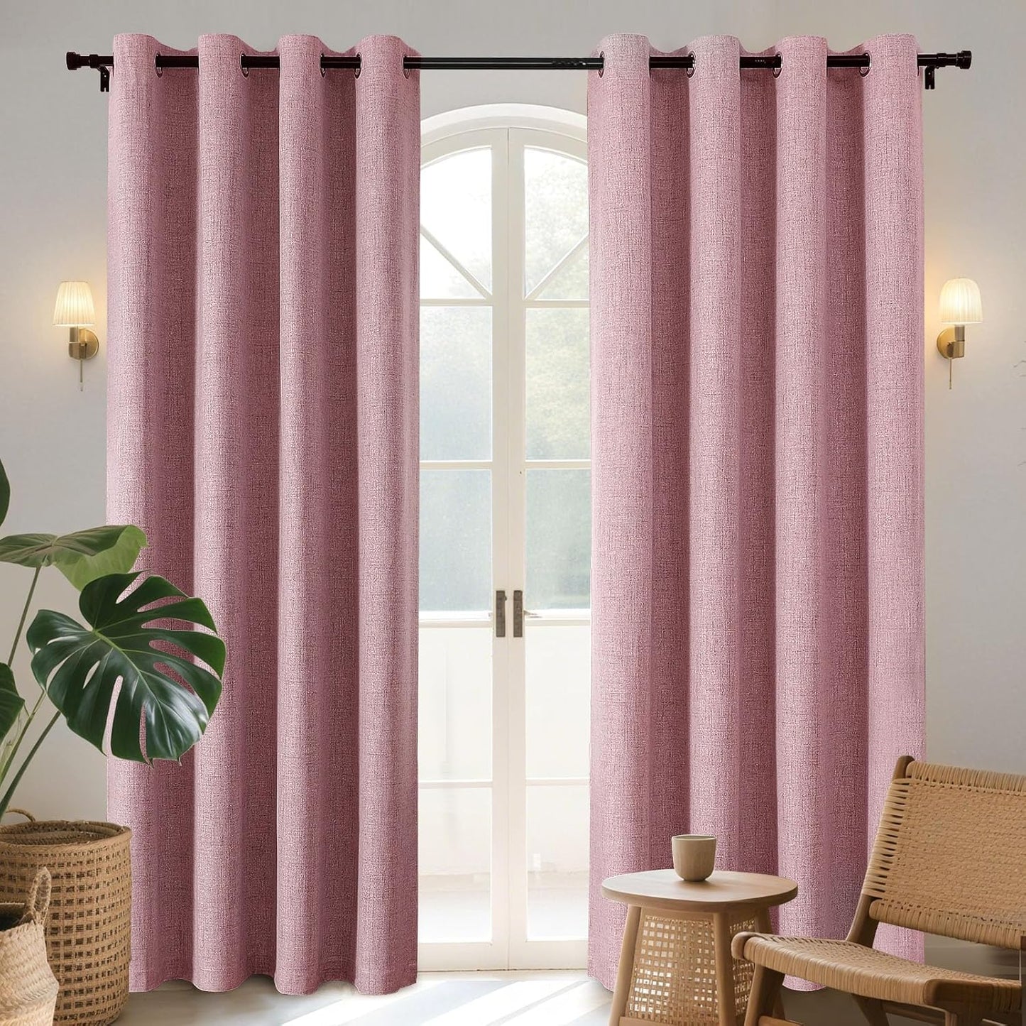 Joydeco Light Pink Blackout Curtains for Bedroom 96 Inches Long
