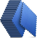 Home Gym Mat 24 Pack Blue Puzzle Tiles - 96 sq ft Cushioned Flooring