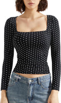 Trendy SUUKSESS Long Sleeve Tops with Square Neck for Women