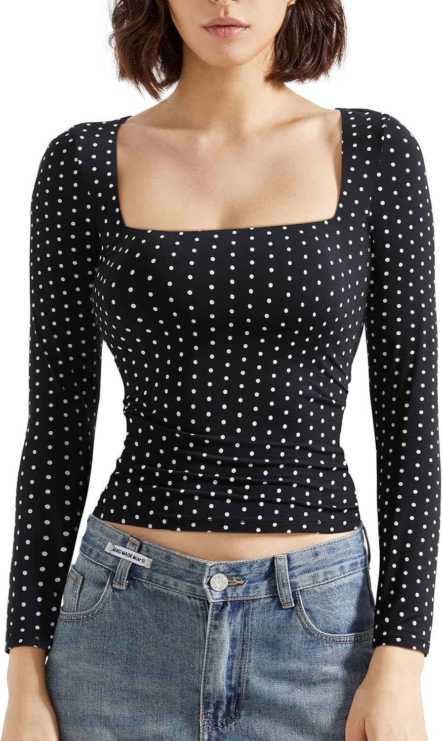 SUUKSESS Women Square Neck Long Sleeve Tops for Every Occasion