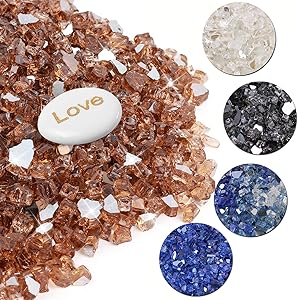 Lechloris 20Ib Fire Glass for Fire Pit - Stunning Amber Rocks