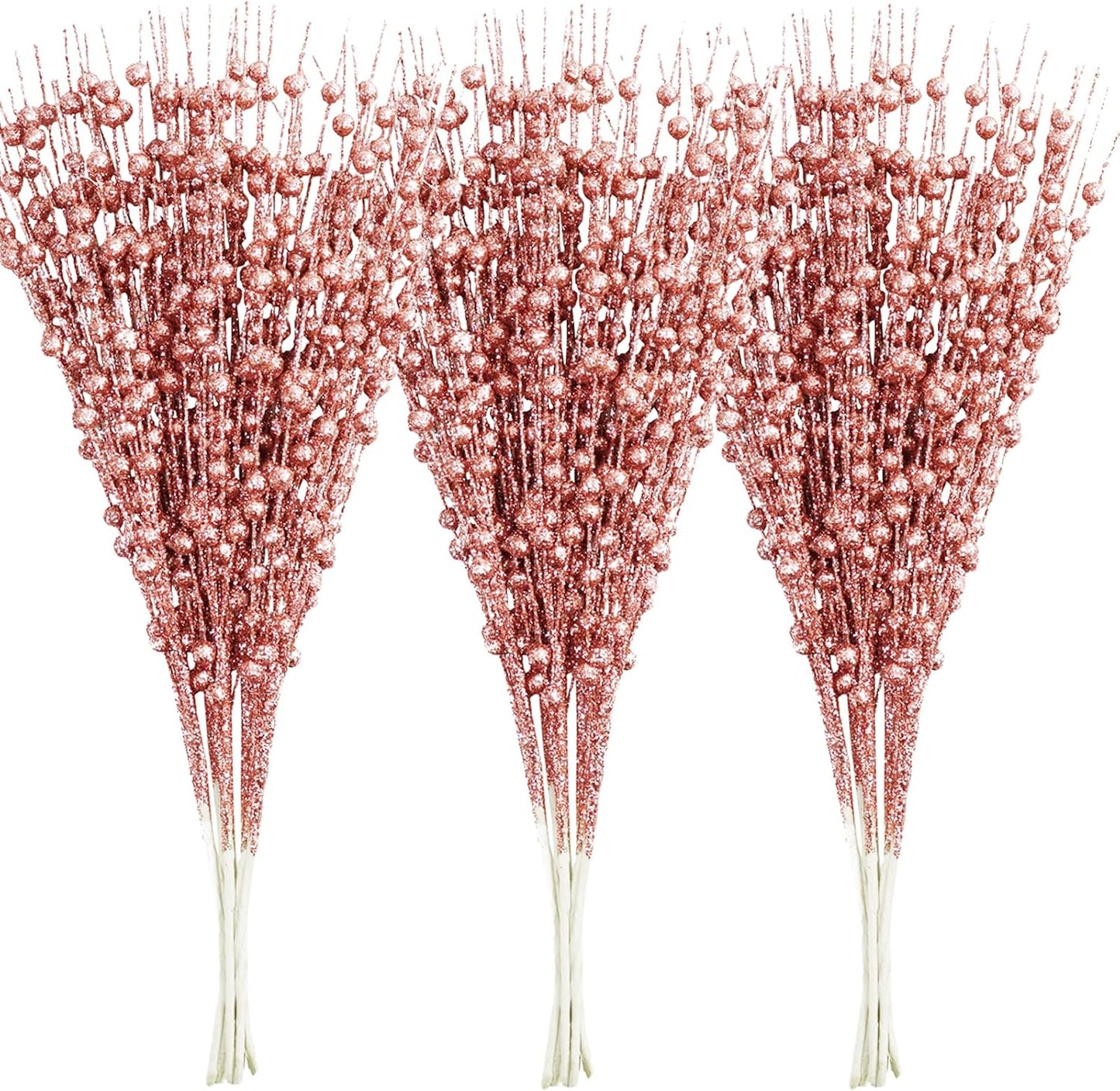 Sparkling Rose Gold Christmas Berry Stems by Vitalili