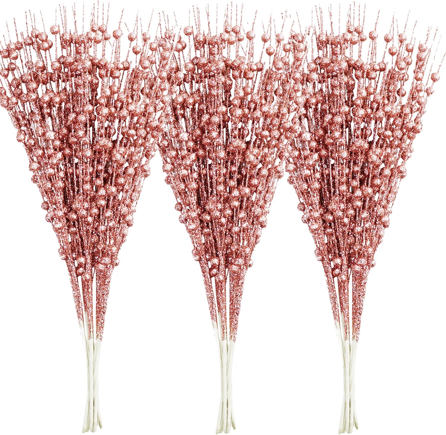 Sparkling Rose Gold Christmas Berry Stems by Vitalili