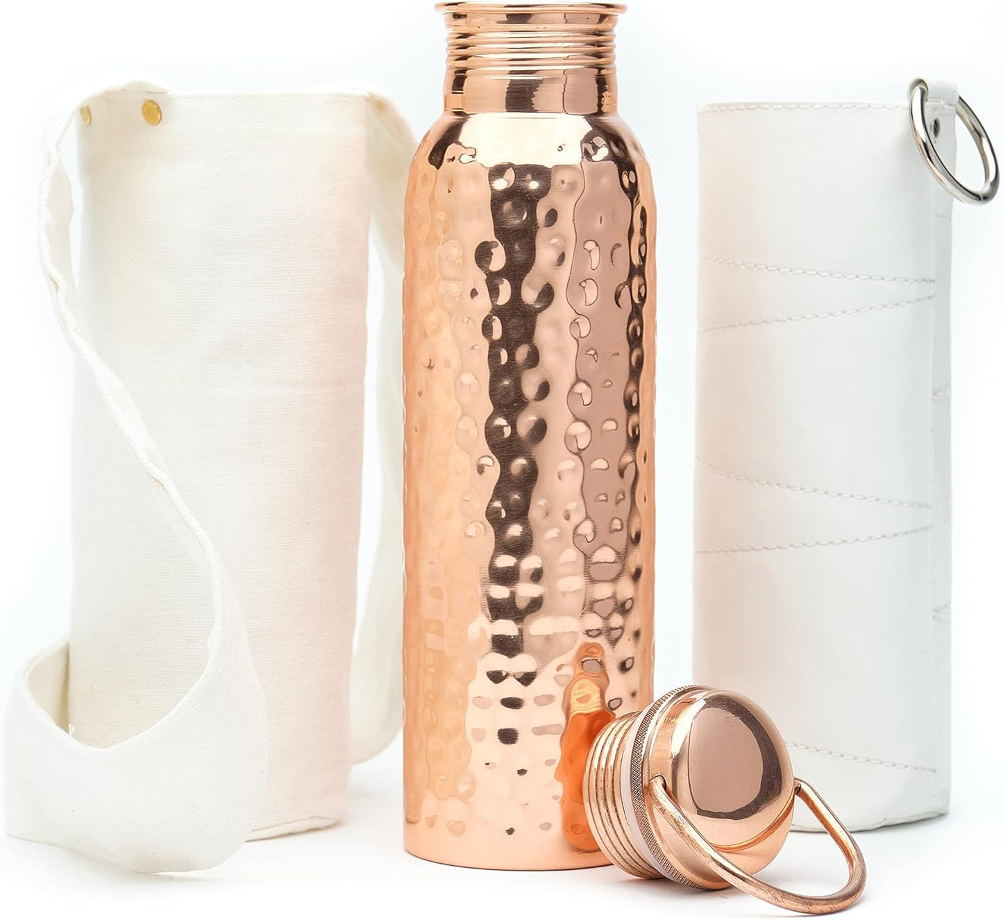 Authentic Ayurvedic Copper Water Bottle with Handle for Hydration