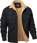 Men's Cotton Cargo Jacket with Sherpa Fleece Lining - Warm Work Coat