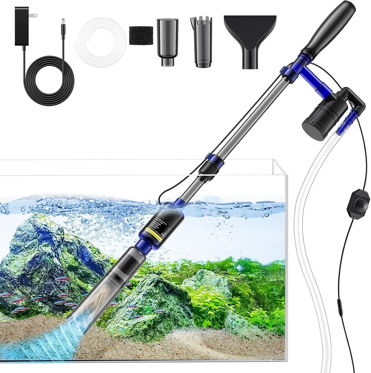 Electric Fish Tank Cleaner - 530GPH Gravel Vacuum for Aquariums