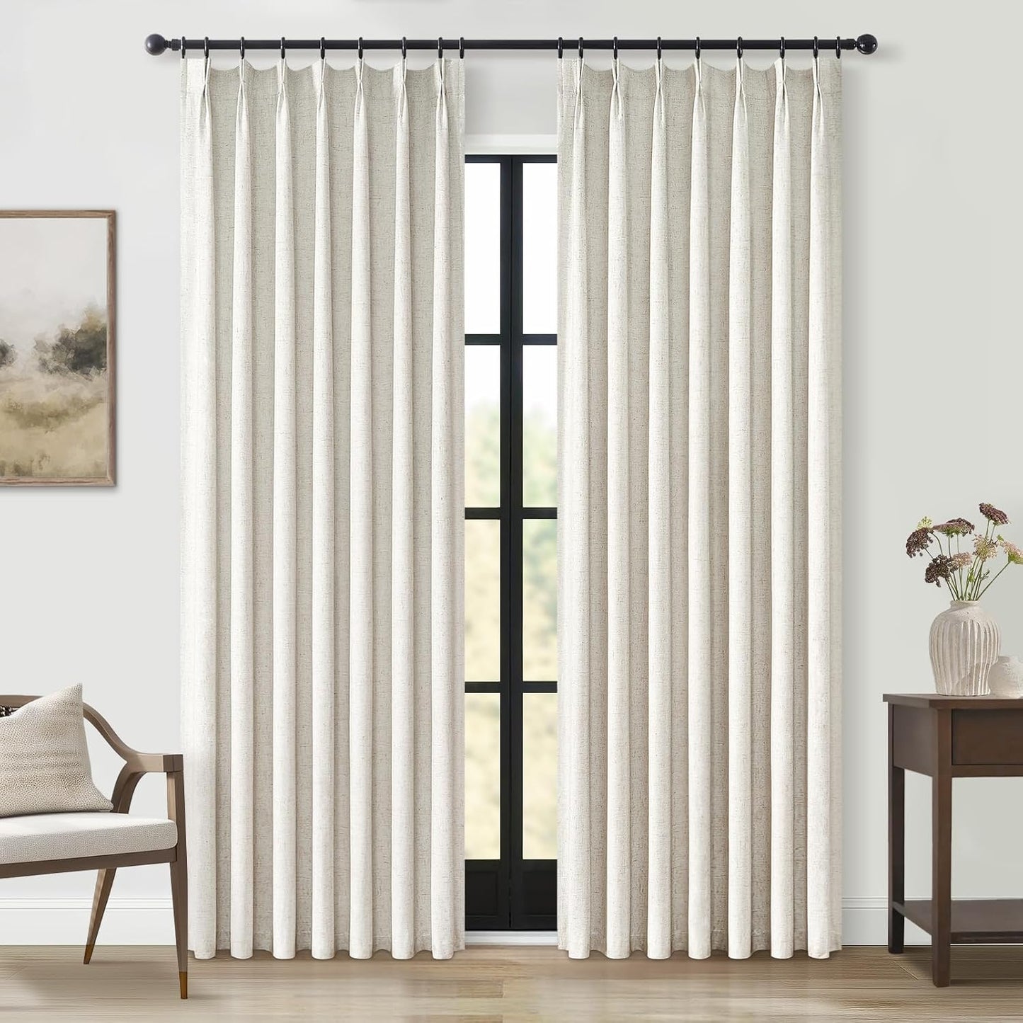 Topfinel Pinch Pleated Curtains 96 Inch Long for Complete Darkness