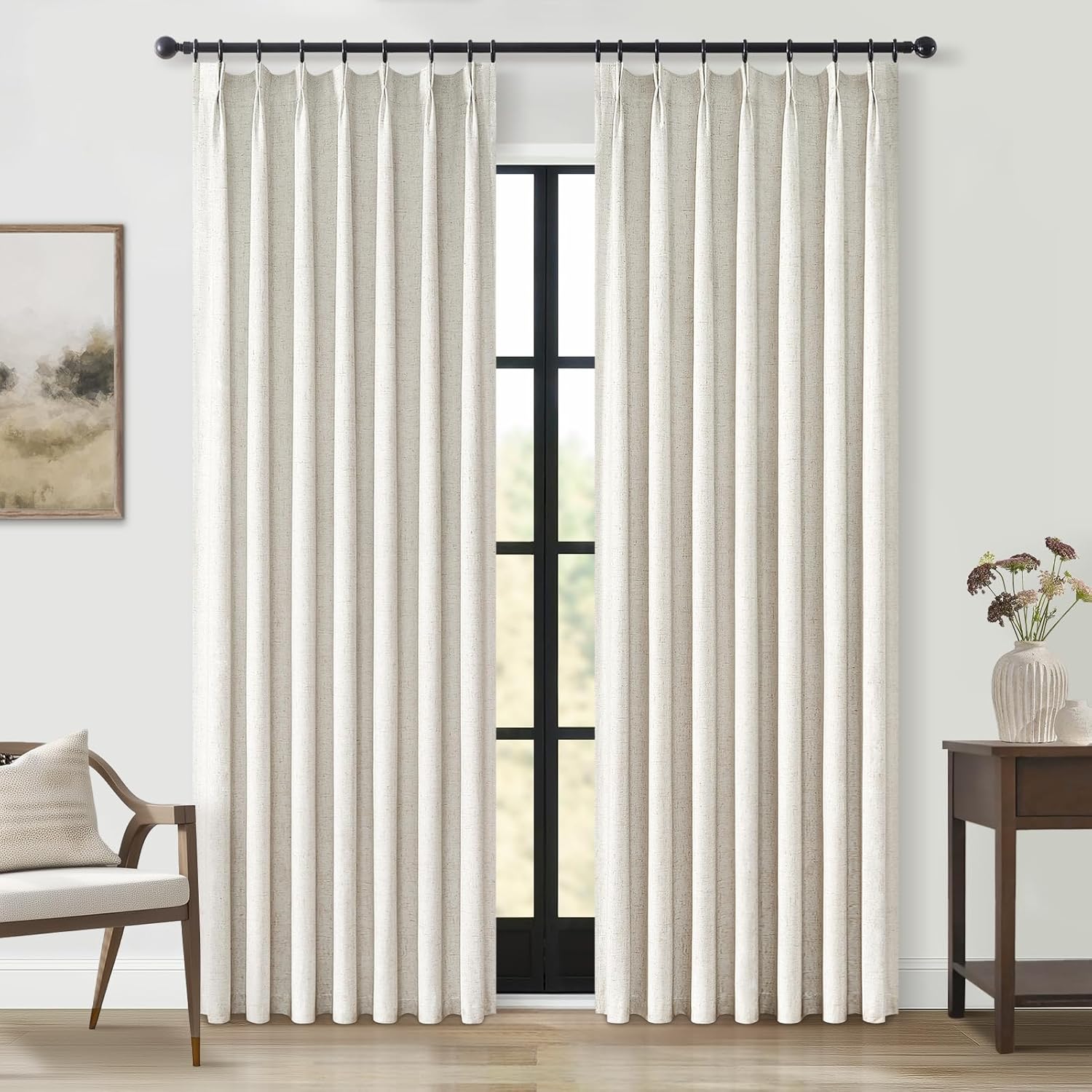 Topfinel Pinch Pleated Curtains 96 Inch Long for Complete Darkness