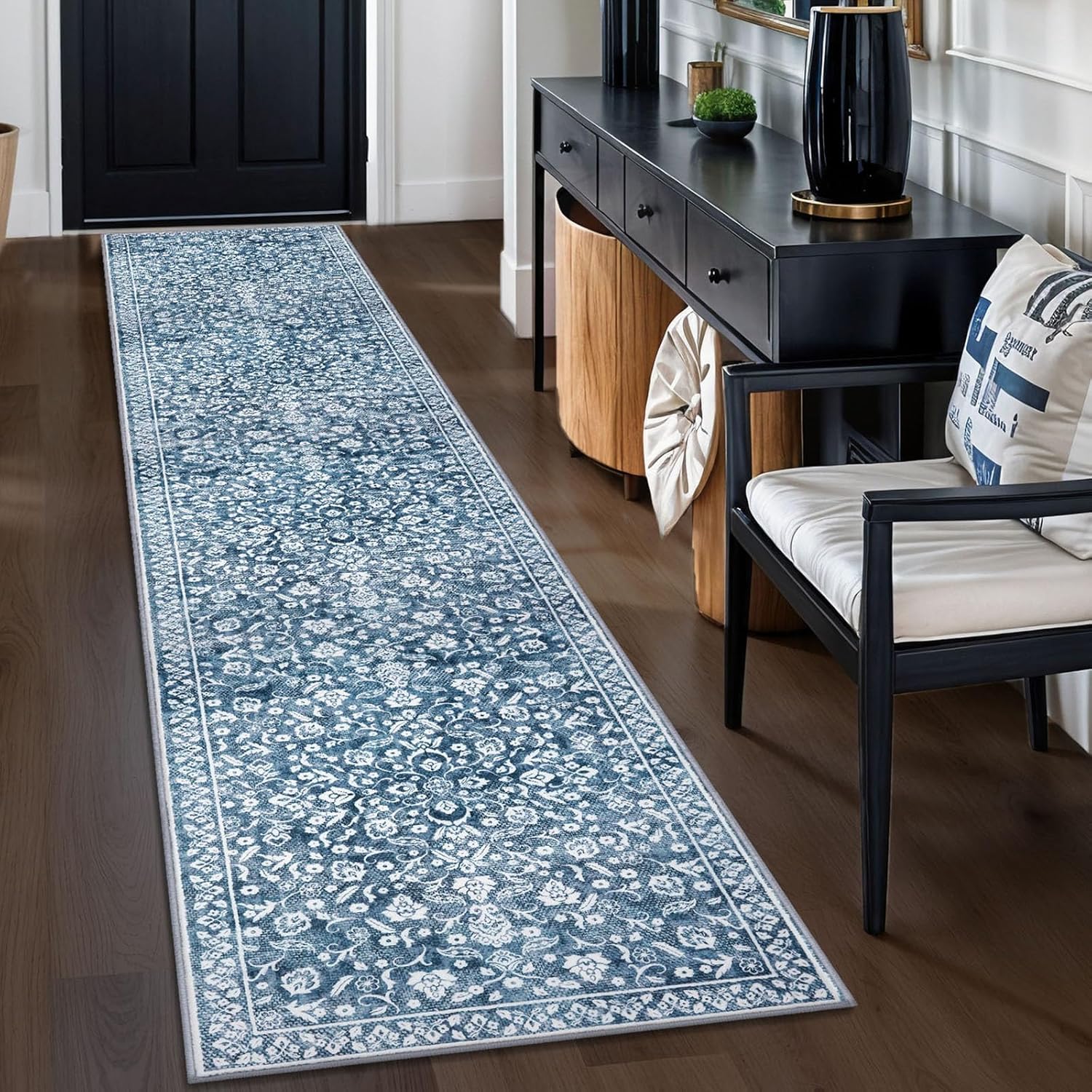 Vintage Runner Rugs for Hallway 2x10, Soft Non-Slip Floral Design