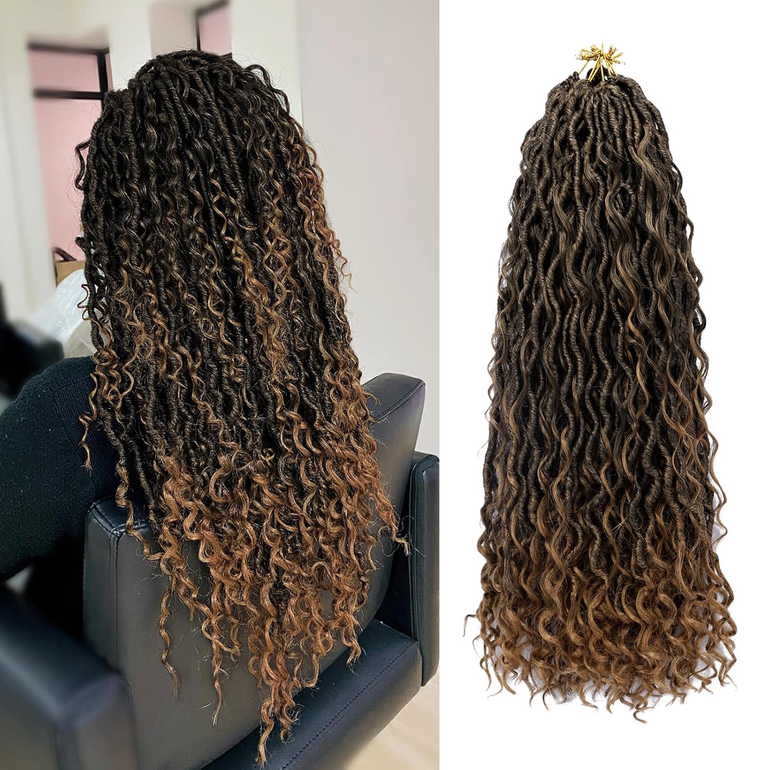 Goddess Locs Crochet Hair 18 Inch Ombre Boho Faux Locs
