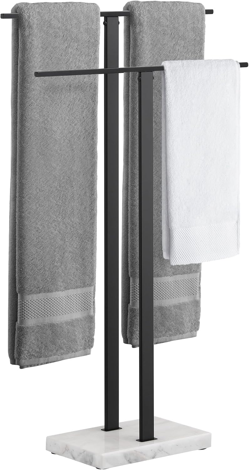 KES Standing Towel Rack with Marble Base for Bathroom Stability