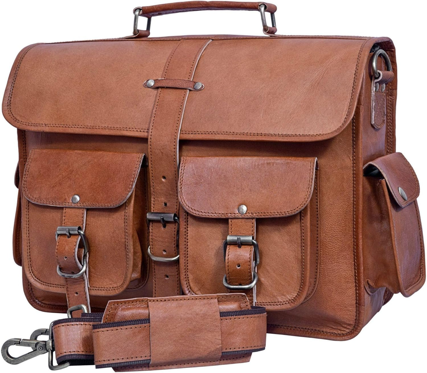Genuine Leather Mens Messenger Bag for Work and Travel Use