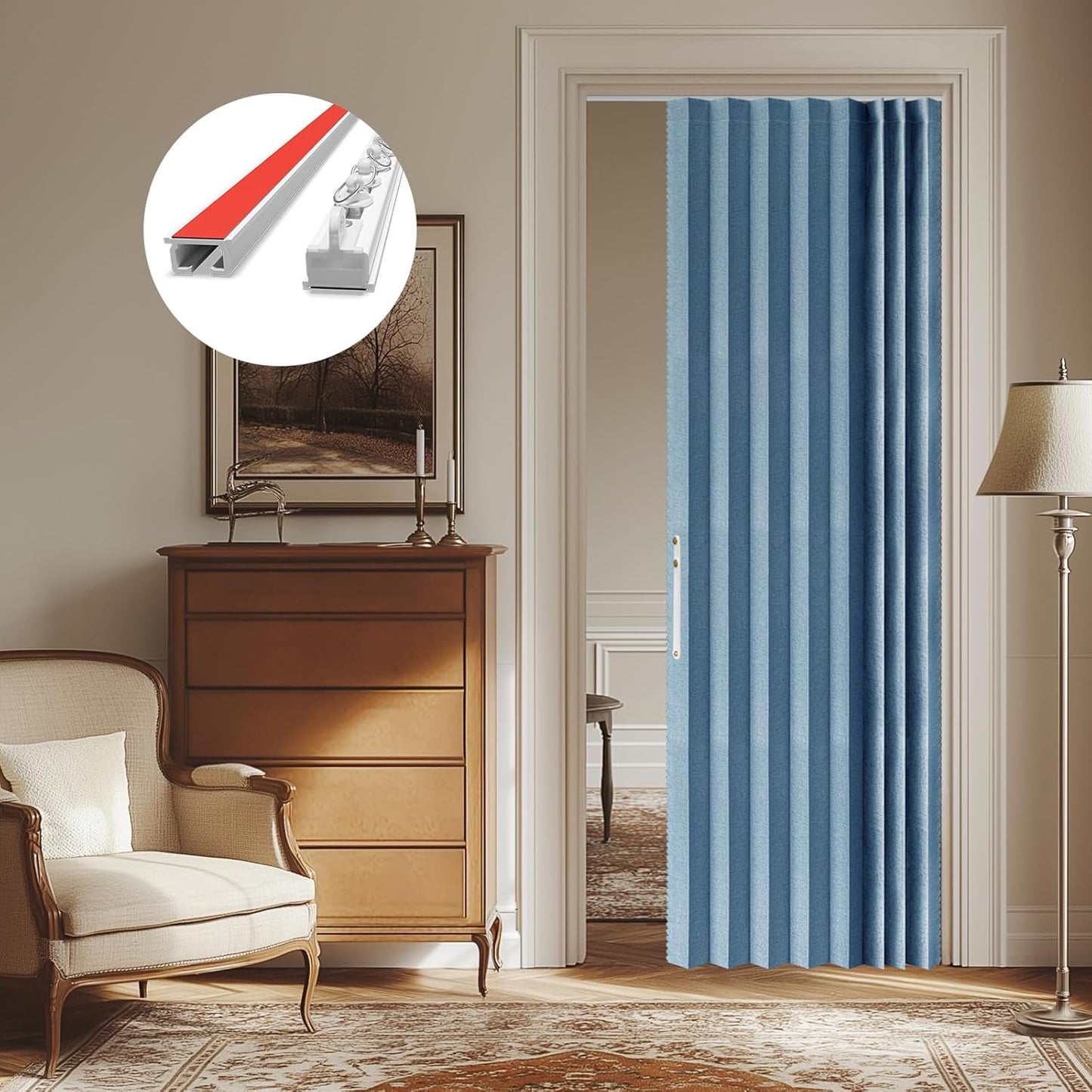 Total Privacy Blue Blackout Door Curtain - AJAZZ