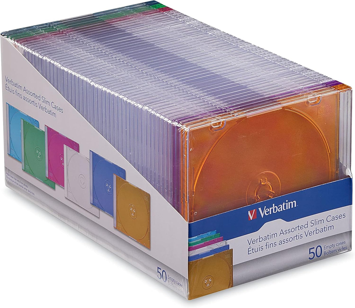 Verbatim Slim Storage Disc Cases for CDs DVDs Blu-Rays 50 Pack