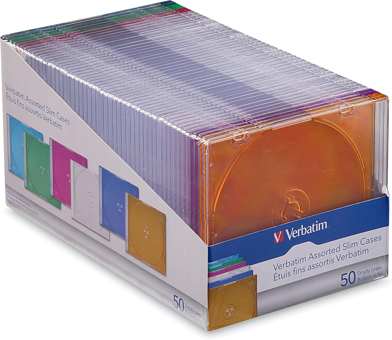 Verbatim Slim Storage Disc Cases for CDs DVDs Blu-Rays 50 Pack
