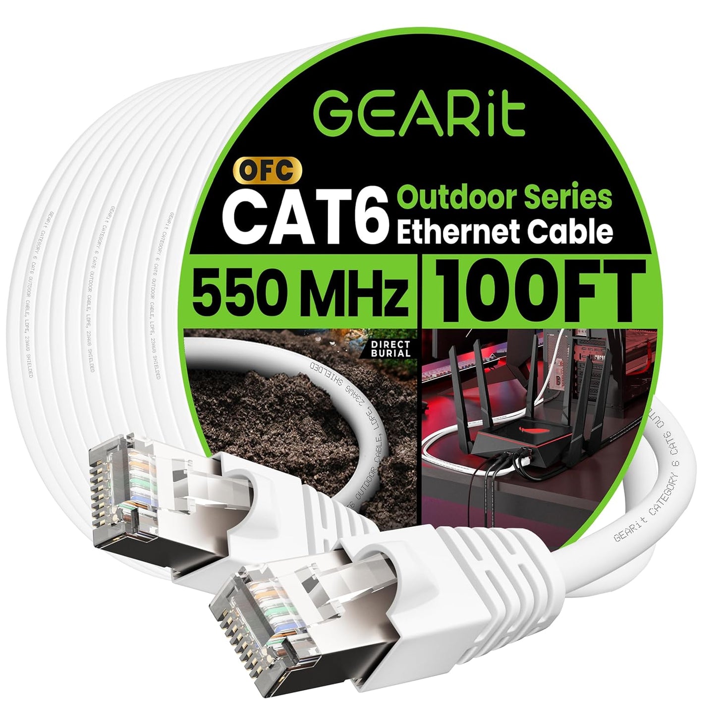 GEARit Cat6 Outdoor Ethernet Cable - Reliable 100ft Solution