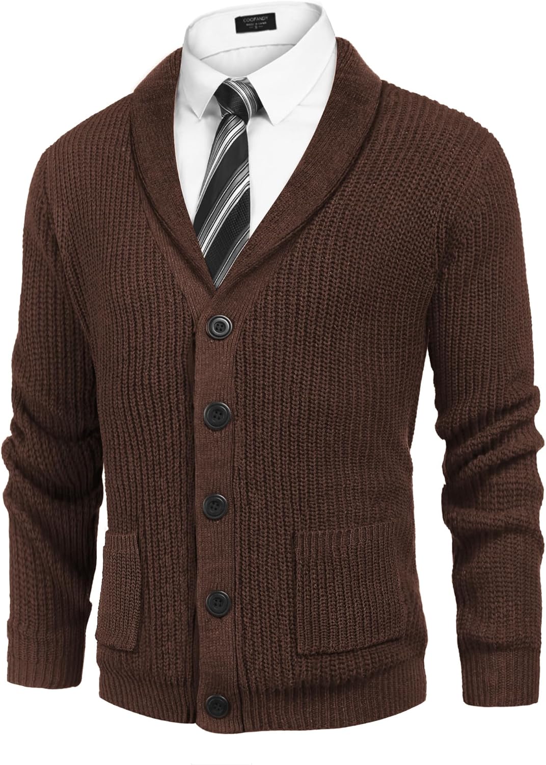 COOFANDY Men's Shawl Collar Cardigan Sweater for Stylish Comfort