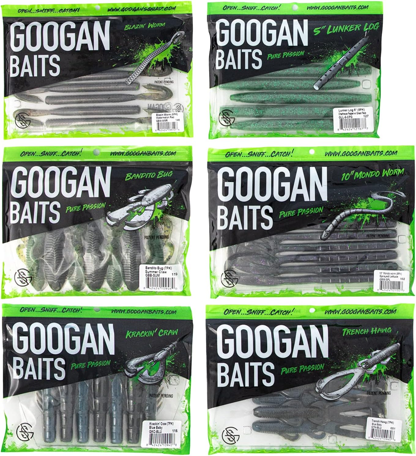 Googan Squad Soft Plastic Baits Sampler Kits for Bass Fishing