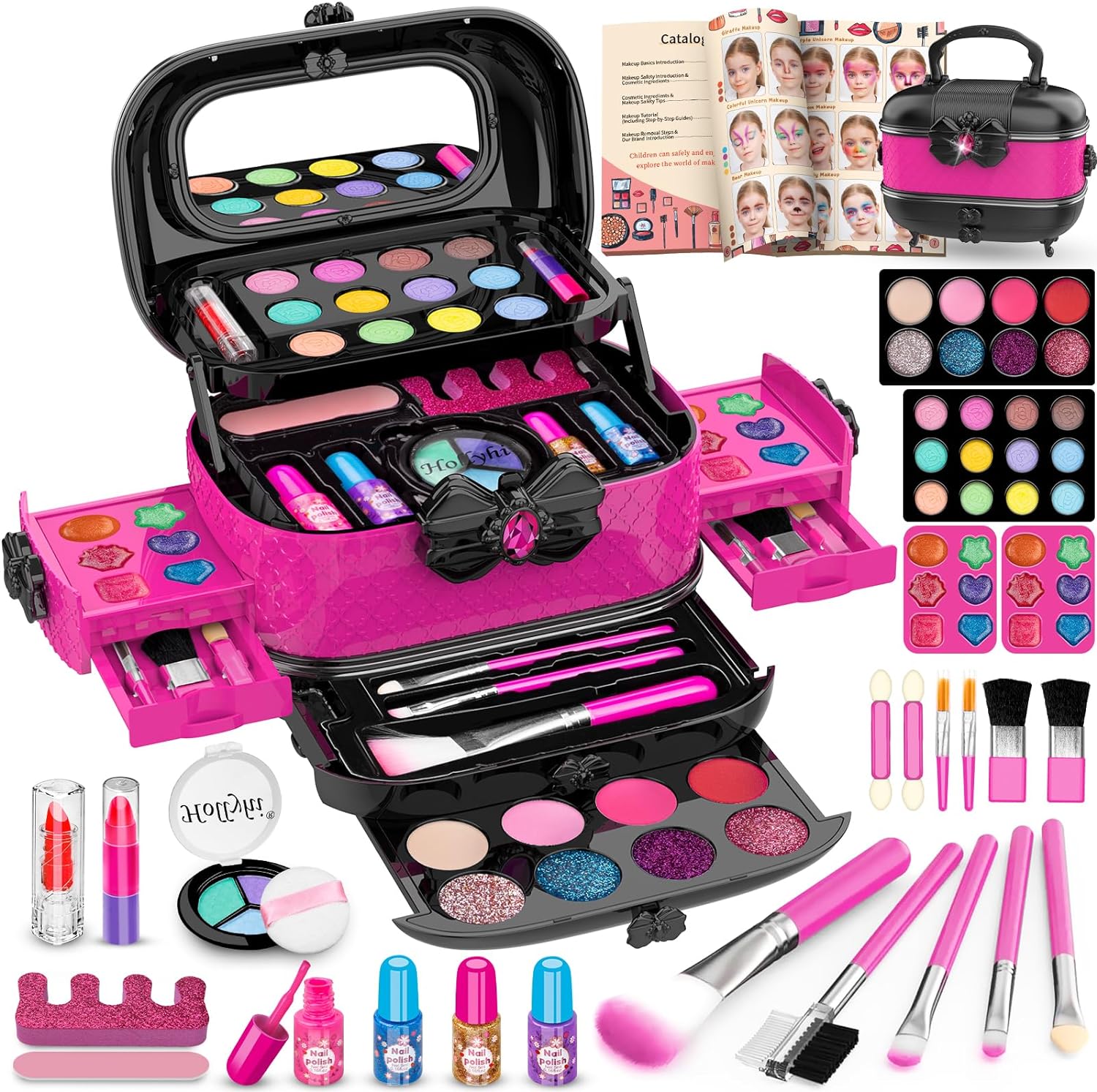 Princess Makeup Set with Mirror - Washable, Real Cosmetics for Kids - Birthday Gift