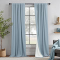Total Blackout Linen Curtains 96 in - Heavy Thermal Stone Blue