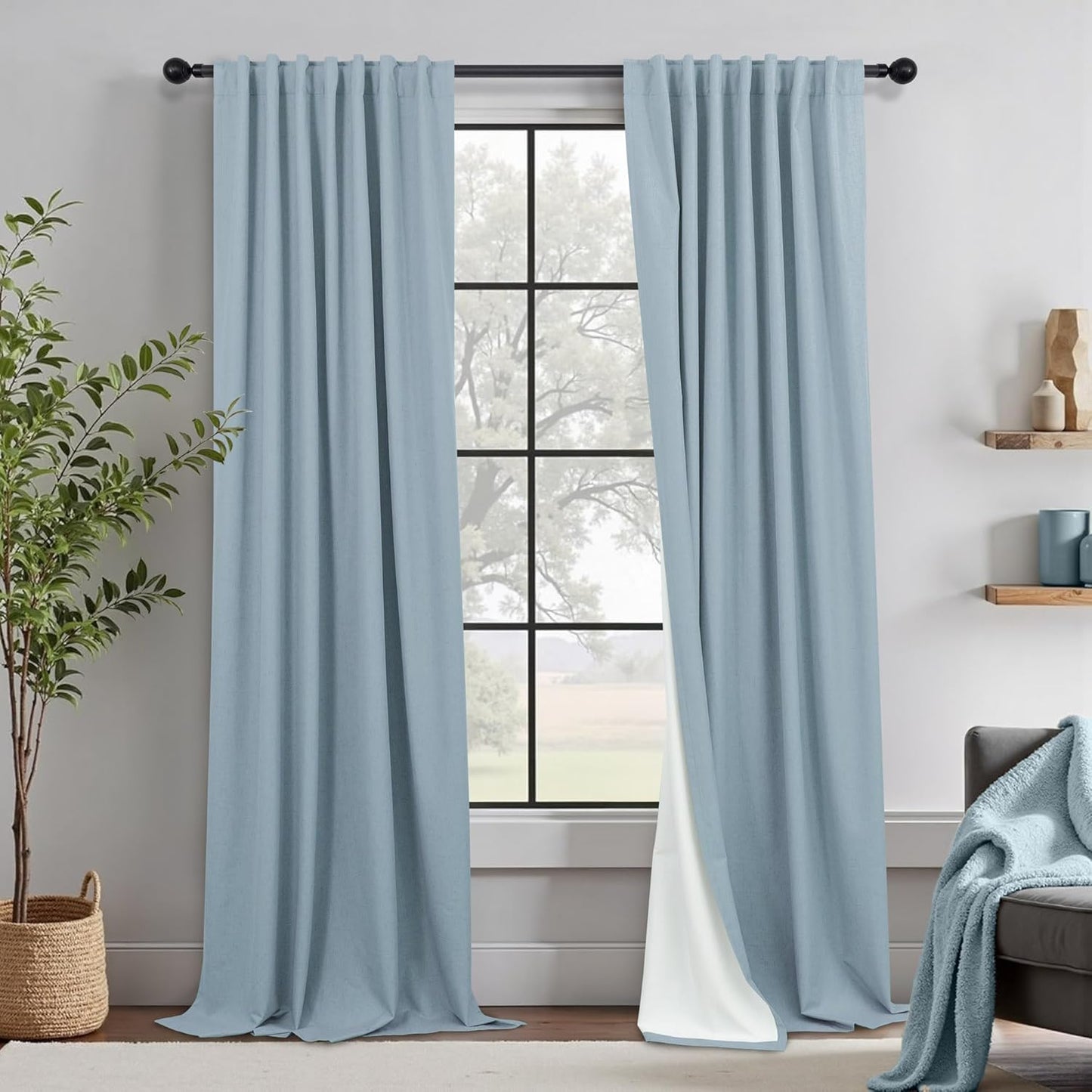 Total Blackout Linen Curtains 96 Inches Long for Elegant Spaces