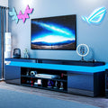 72 in Modern TV Stand with LED Lights and Power Outlet - High Gloss TV