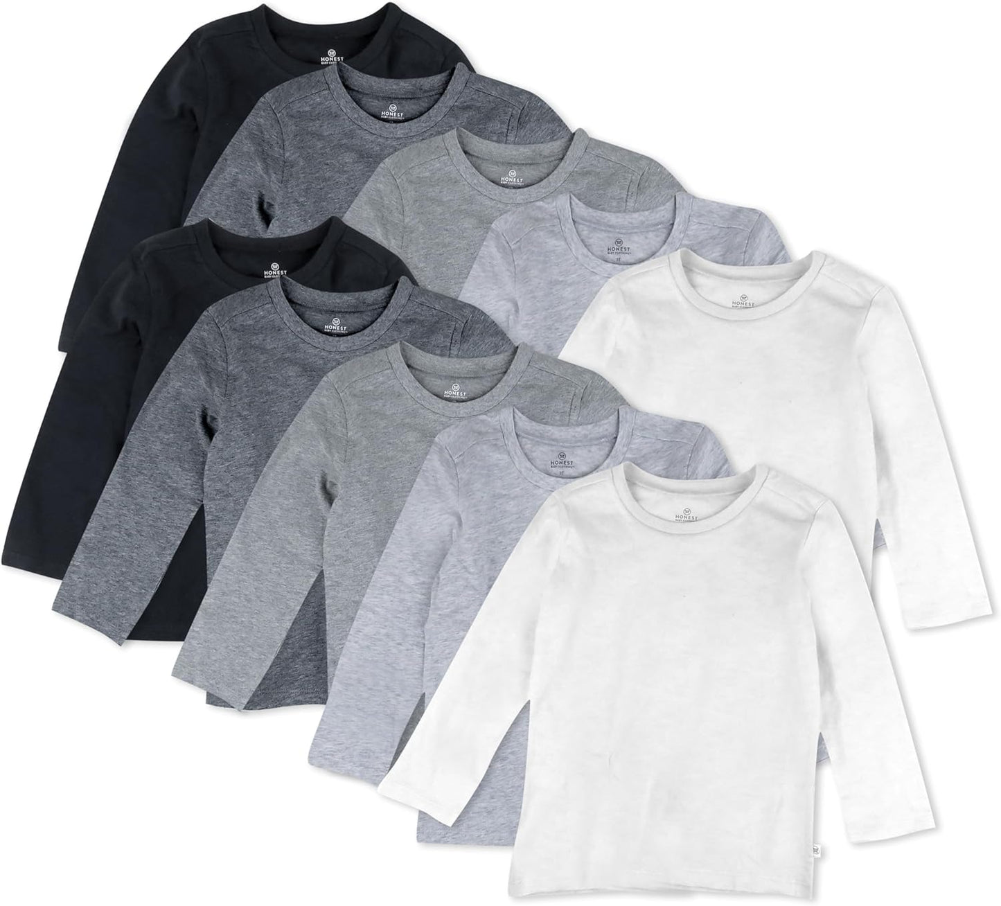 HonestBaby 10-Pack Long Sleeve T Shirts for Toddlers and Kids