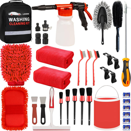 Car Wash Kit with Foam Gun, Microfiber Sponge, and Towels