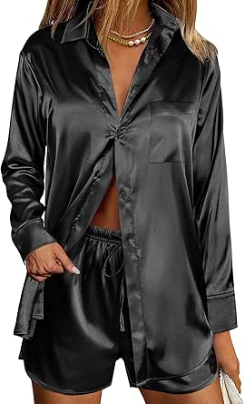 Ekouaer Womens Two Piece Satin Pajama Set for Ultimate Comfort