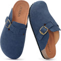Kids Suede Clogs for Boys Girls Cork Footbed - Adjustable Buckle