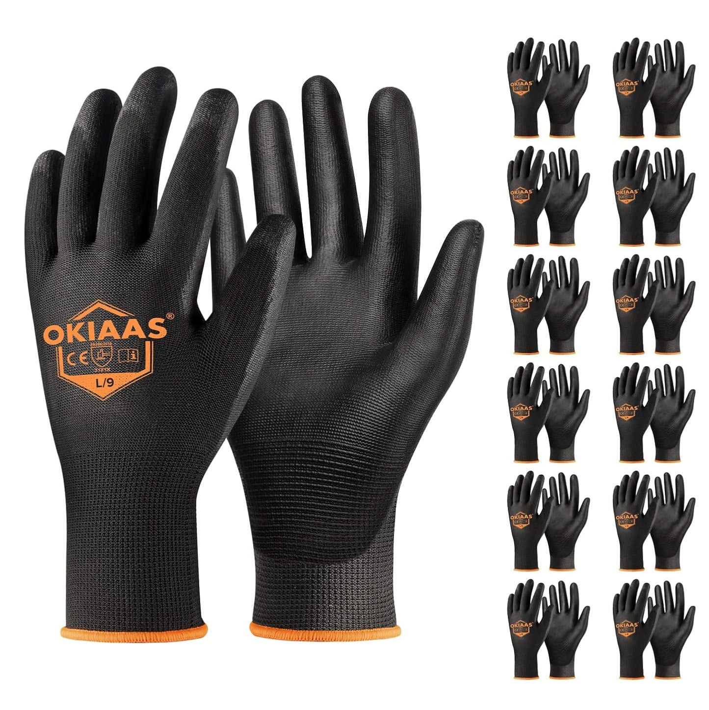 OKIAAS Lightweight Grip Gloves 12 Pack - Safety for Light Work