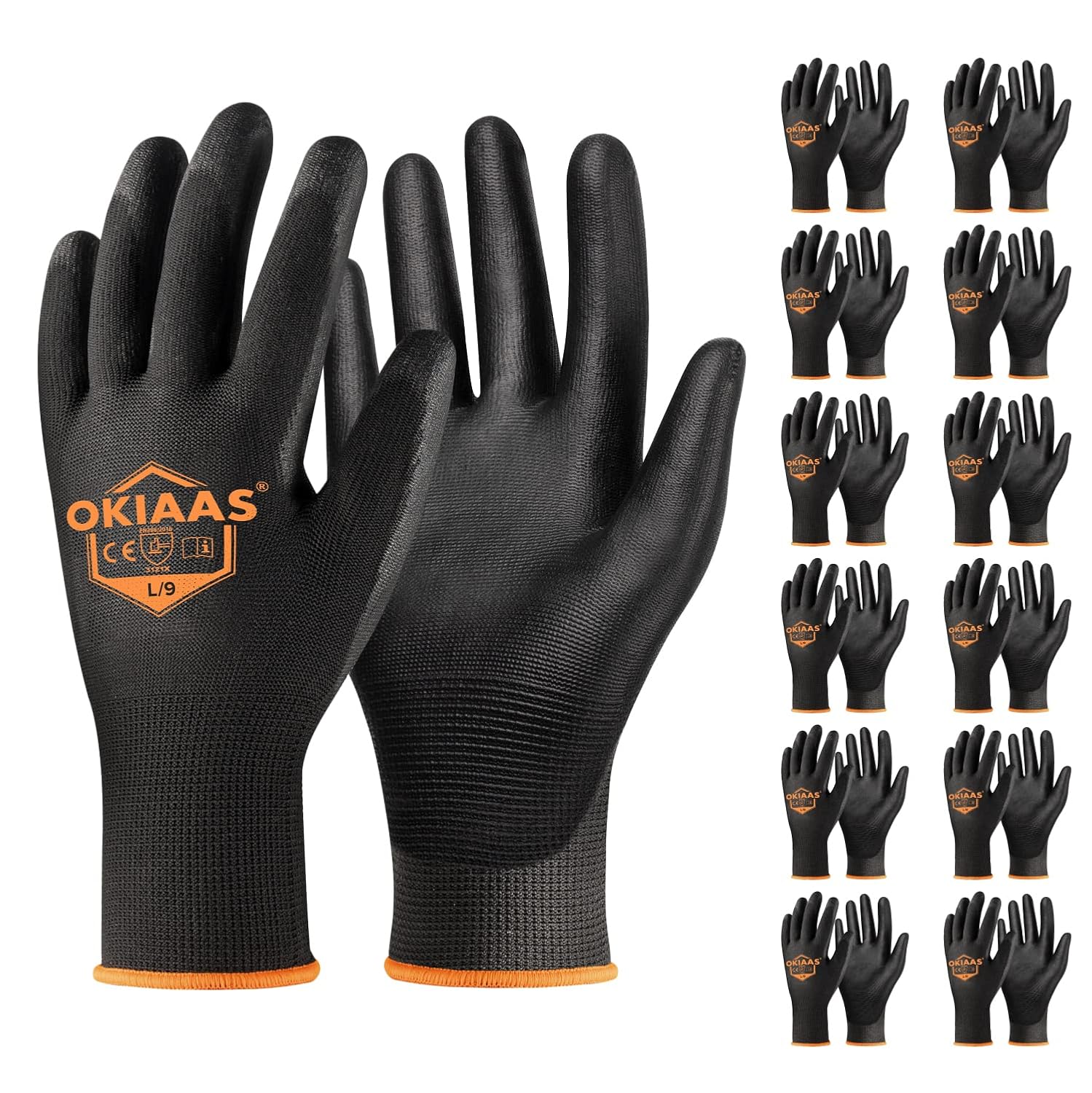 OKIAAS Lightweight Grip Gloves 12 Pack - Safety for Light Work