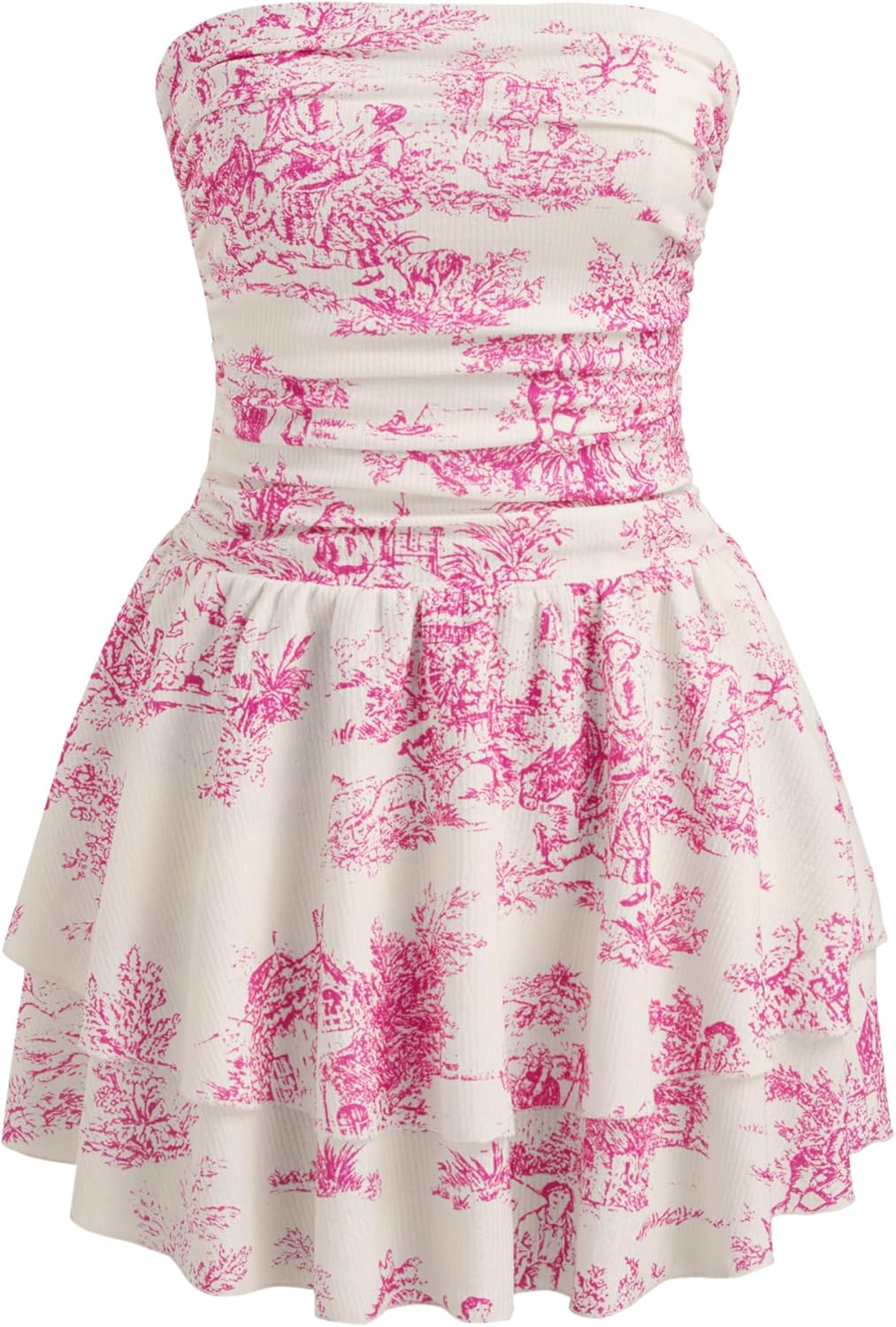 CIDER Women's Summer Cocktail Dress - Tube Ruched Ruffle Mini