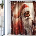 Black Santa Claus Christmas Shower Curtain - Festive Waterproof Decor