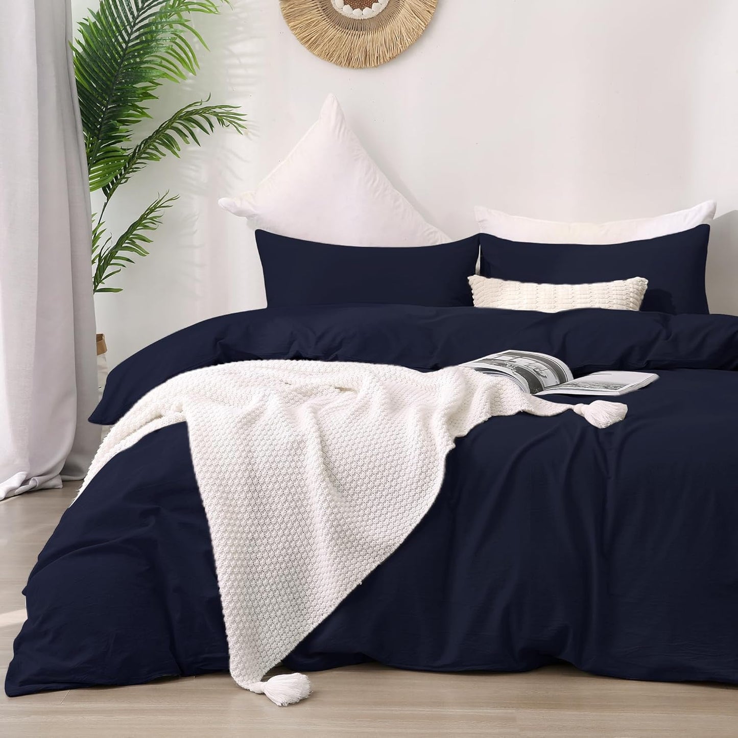 ATsense Duvet Cover Queen Size Set for Luxury Farmhouse Style
