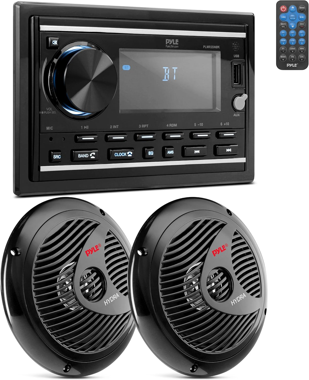 Pyle Boat Bluetooth Marine Stereo Receiver with Remote & Speakers