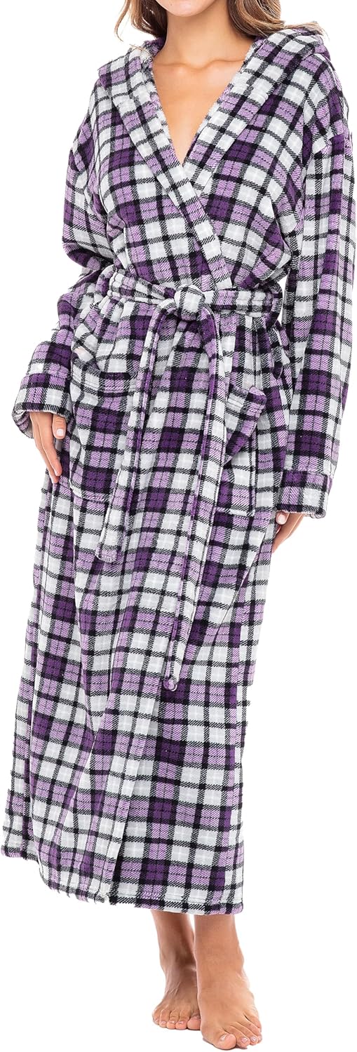Luxurious Long Plush Bathrobe with Hood for Women Plus Size