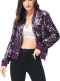 Sequin Bomber Jacket Womens Sparkly Zip Up Jacket - Party Ready