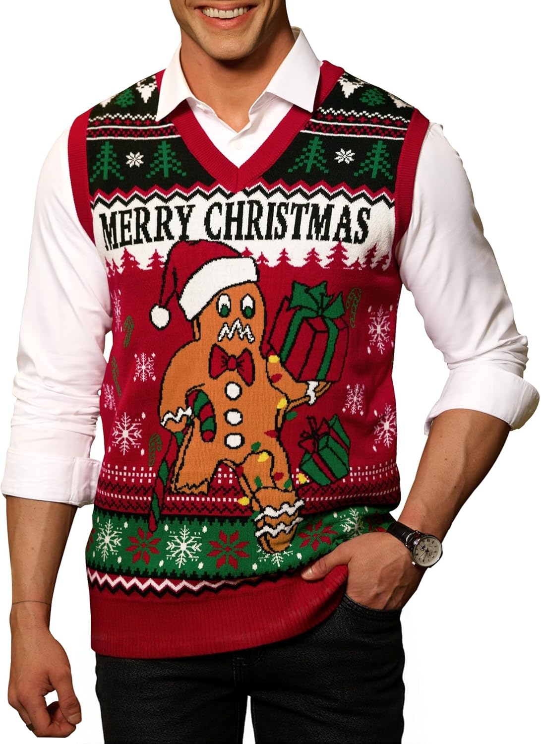 Arvilhill Mens Christmas Vest Sweater for Holiday Fun