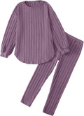 Toddler Girl Fall Clothes Set 2-Piece Ribbed Knit Tee & Leggings