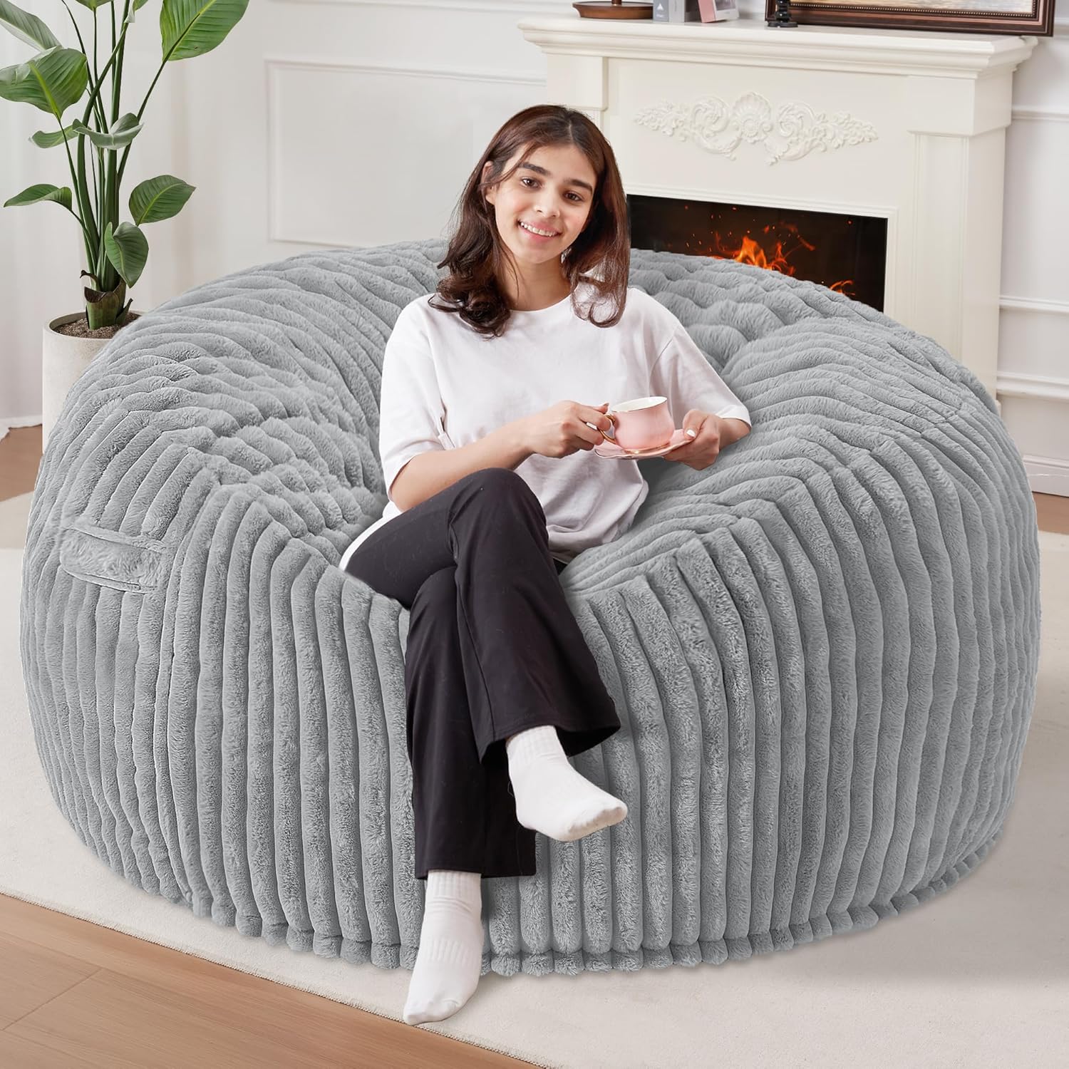 Homguava 5 FT Bean Bag Chair - Comfy Large Memory Foam Sofa