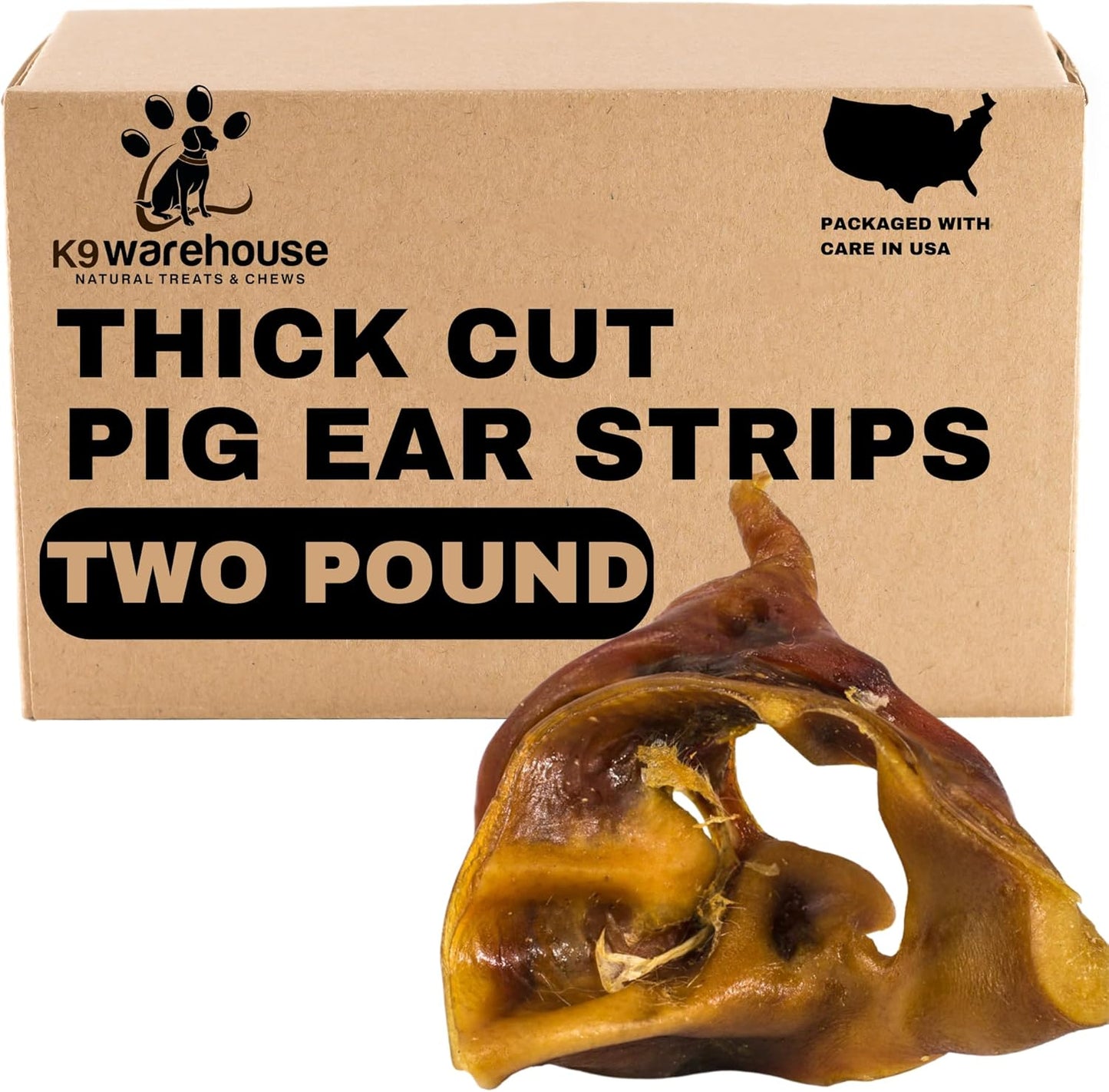 Natural Pig Ears Strips for Dogs - Healthy Chew Treats 32oz
