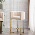 Contemporary Cream Linen Bar Stool 29in Counter Height - Elegant