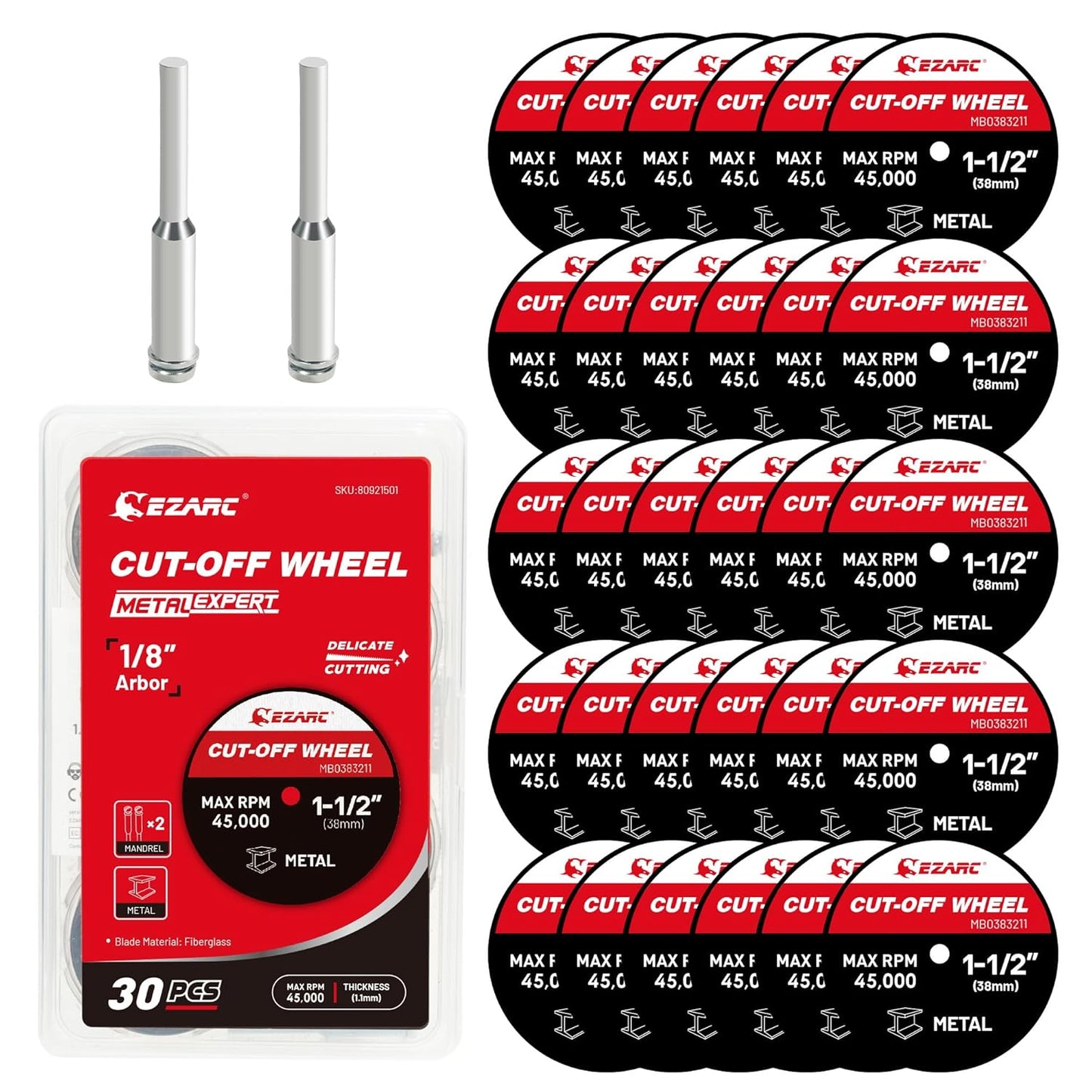 32-Pack EZARC 1-1/2 Cut Off Wheels for Precise Cutting