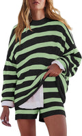 Womens Oversized Striped Lounge Set 2-Piece Sweatshirt & Pants