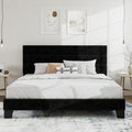 SHA CERLIN King Platform Bed Frame with Velvet Headboard - Sturdy