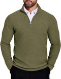 COOFANDY Men's Quarter Zip Sweater Slim Fit Lightweight Mock Neck Cozy