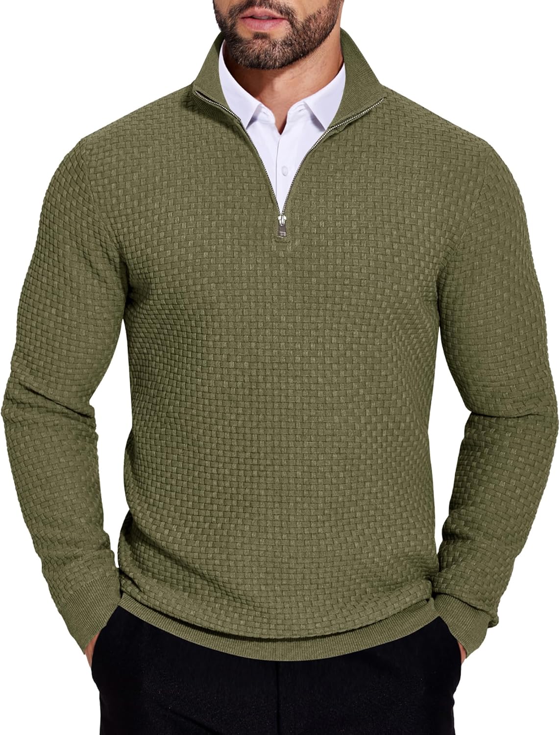 COOFANDY Men's Quarter Zip Sweaters for Stylish Winter Wear